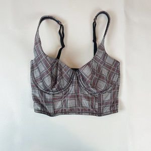 Victoria's Secret Bra 32DD Long Line Satin Plaid Lace B966